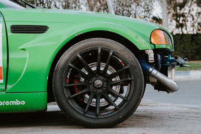 Dark green car wheels
